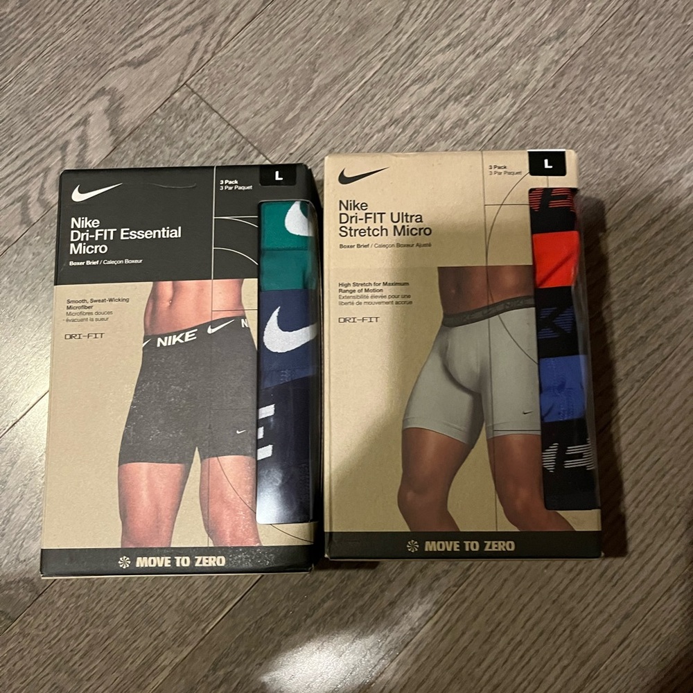 Nike mens dri-fit Essential boxer briefs 2 box bundle set size L 6 piece total